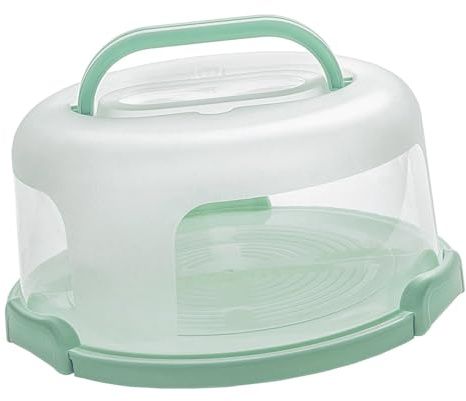 Amagogo Scatola Rotonda per Il Trasporto di Torte Da 25 Cm con Coperchio, Robusta E Multifunzionale, Leggera, Ideale per Presentare Dolci E Torte, Verde
