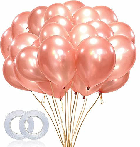 100 Luftballons * Rosegold * zur Dekoration für Hochzeit, Party und Geburtstag | Helium + Ballongas geeignet | Rose Gold Ballons Partydeko Rosa Metallic Deko