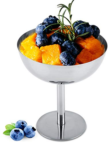 Eisbecher, Dessertschale Edelstahl, Cocktail Gläser, Ice Cream Sundae, Schale Eisschale Runde Form Dessert Schale Ø 10 Cm Dessertgläser Mit Fuß Dessertschalen Für Eis, Dessert, Ice Cream Bowl (L)