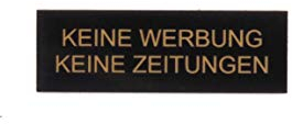Schilderino Placa de buzón, placa para puerta, grabado personalizado, autoadhesiva, plástico, muchos colores y tamaños («STOP Keine Werbung», negro y dorado)