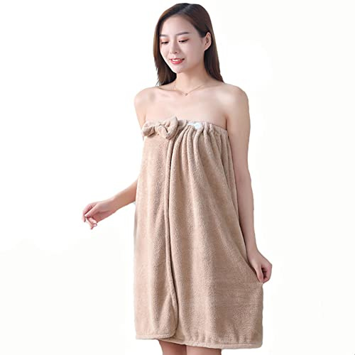 DAIHAN Asciugamano da Bagno per Doccia in Spugna da Donna Coperta da Viaggio Leggera Morbidezza e Assorbenza Asciugamano da Sauna Con Chiusura Telo da Sauna,MarRone,75 * 150cm