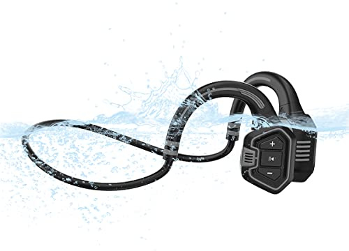 Benledning, trådlösa hörlurar, Bluetooth 5.1 för simning, löpning, cykling, IPX8, vattentäta trådlösa sporthörlurar, 16 GB simning, MP3-spelare, stereoheadset med öppen öra, magnetisk laddning grå