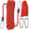 10m Corde d'escalade, Corde d'escalade Extérieure Corde d'escalade Statique de 10mm, Corde Sécurité Escalade, Escape Corde avec 2 Mousquetons pour Le Feu, Alpinisme, Camping, Parachute, Rouge
