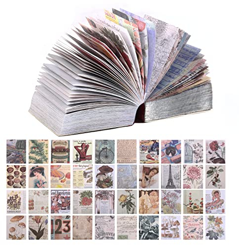 LEMESO 400 PCS Scrapbooking Sticker Set Vintage Scrapbooking Retro Aufkleber Papier Washi Stickes Vintage Wall Collage diy Kit für Tagebuch Bücher Journaling Fotoalbum Notizbuch