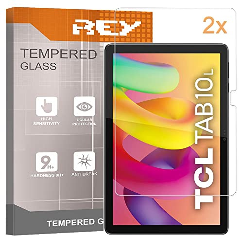 REY 2X Protector de Pantalla para TCL Tab 10L 10,1, Cristal Vidrio Templado Premium, Tablet