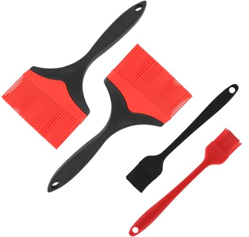 Realand Pennello da pasticceria extra large in silicone, resistente al calore, per cucinare, grigliare e spalmare olio, barbecue, salse, burro, marinata (2 pezzi extra large + 2 piccoli)