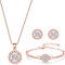 MESU Jewellery Set Pendant Necklace Earrings Tennis Bracelet Set Cubic Zirconia Jewellery for Women Rose Gold