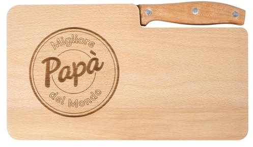 Festa del Papa Idee Regalo Tagliere per la colazione con coltello 26x15cm Regalo Papà Natale Tagliere con incisione Tagliere in legno con coltello Idea Regali Papa Compleanno Regalo Festa del Papà