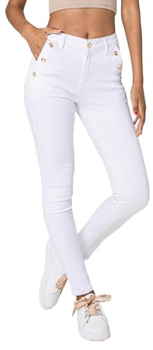 Nina Carter P217 - Jeans skinny da donna, a vita alta, effetto invecchiato, elasticizzati, S