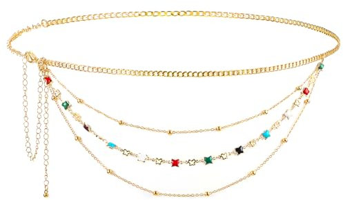 Giantree Damen Kettengürtel, Mehrschichtig Metall Taillenkette Bauchkette Gold Gürtel Gold Verstellbare Kettengürtel Goldener Gürtel für Kleid Jeans