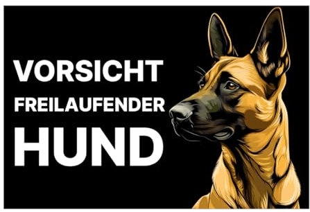 Señal de advertencia de perro 20 x 30 cm, resistente a la intemperie, cartel para perros y razas (Malinois)