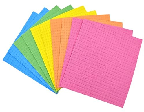 JZK 10x Paño Esponja de Cocina Reutilizable de celulosa Altamente Absorbente Paño de Limpieza Fibra de Pulpa de Madera bayeta Trapo para Lavar Platos servilleta Que no Raya