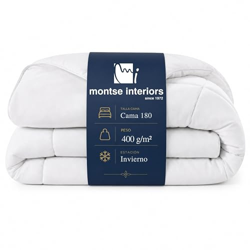 Montse Interiors Edredon Cama 180 | Relleno nordico 270x240 Invierno 400gr | 100% Microfibra Transpirable y Lavable