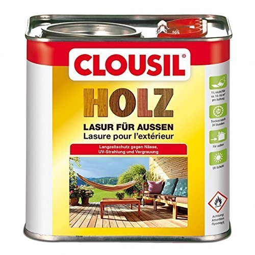 CLOUsil Holzlasur Holzschutzlasur für außen edelgrau dunkel Nr. 26, 2.5L: Wetterschutz, UV-Schutz, Nässeschutz und Schimmel für alle Holzarten - in verschiedenen Farben