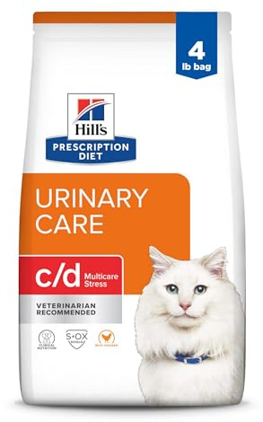 Hill's Prescription Diet c/d Multicare Stress Urinary Care Dry Cat Food, Chicken, 4 lb. Bag