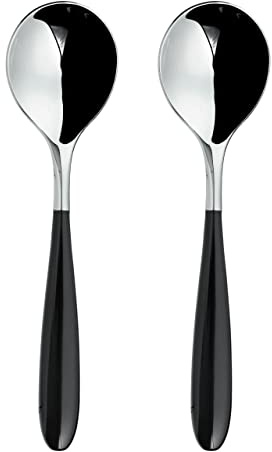 Grunwerg Yin & Yang Soup Spoons 2SUS650BK, 18/10 Stainless Steel, Set of 2, Black