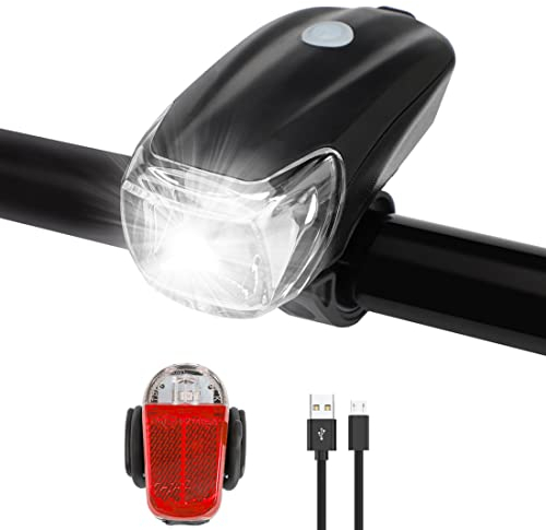 Opard Fahrradlicht Set, Fahrradlicht Frontlicht Vorne, Fahrradlampe, Fahrradbeleuchtung LED, USB Aufladbar, StVZO Zulassung Wasserdicht, 2 Licht-Modi Frontlicht und Rücklicht Set