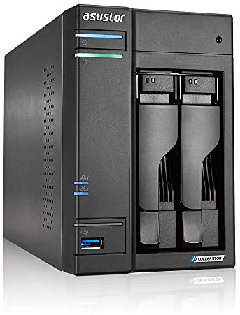 Asustor Lockerstor 2 AS6602T - 2 Bay NAS, Quad-Core 2.0GHz CPU, 2 2.5GbE Ports, 4GB RAM DDR4, 2 M.2 SSD Slots Network Attached Storage (Diskless)