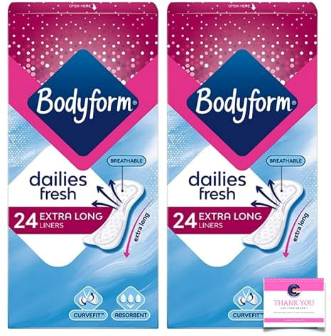 Multiple Bodyform Extra Long Panty Liners, 24 Count (Pack of 2)