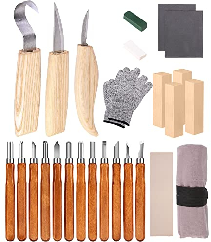 Zawaer Intaglio Legno, 26PCS Set di utensili da intaglio in legno,Strumenti Per Intaglio Del Legno,Kit Intaglio Legno Professionale, Per La Lavorazione Del Legno Fai Da Te Per Principianti E Scultori