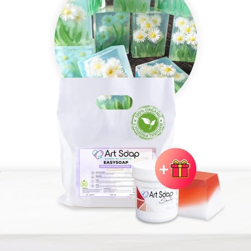 Resin Pro ArtSoap MilkySoap - Base pour savons artisanaux au lait de chèvre 1 kg avec colorant Passion en cadeau, bases pour une création de savon facile, sûre et polyvalente, base de savon