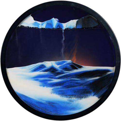 Moving Sand Art Desktop Ornament, kvicksandsmålningsprydnad Moving Sand Art, 3D Dynamic Moving Sand Moving Sand Art Picture Runt glas, 360° parallellrotation for heminredning och kontor, Utseende Vägg