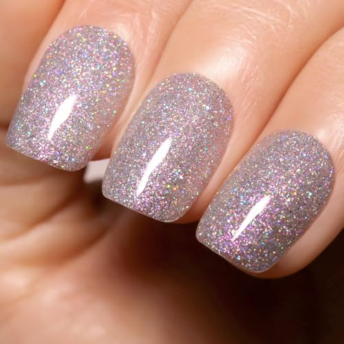Imtiti Glitter Silver Gel Nail Polish, 15ml Sparkle Silver Color UV/LED Soak Off Gel Polish Salon DIY Nail Art Design Manicure Gel 1Pcs