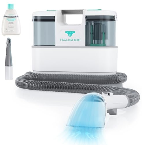 HAUSHOF StainZapper Air, Akku Waschsauger für Auto 12kPa, 24V Fleckenreiniger Teppichreiniger mit Reinigungsmittel 75dB, Polsterreiniger für Teppich, Sofa, Polster
