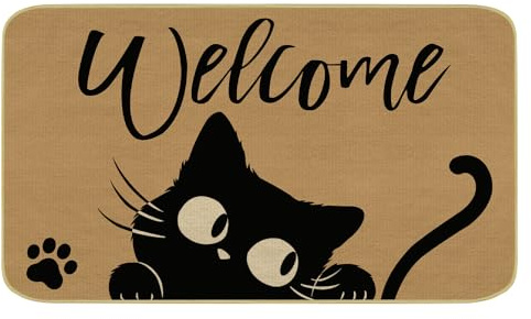comfoyar Gatos Lindos Felpudo Decorativas, Alfombrilla Lindo Gato Antideslizante Junta de Goma Alfombras para Suelos para Exteriores e Interiores Entrar Terraza Garaje 43 x 75 cm