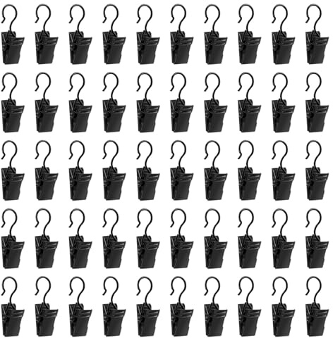 ALLisWE 50 Pezzi Clip per Tende con Ganci Mollette in Acciaio Inox per Tendaggi Multifunzione Antiruggine Clip Tenda Doccia in Metallo per Ufficio La Decorazione Domestica Luci Stringa Carte Foto