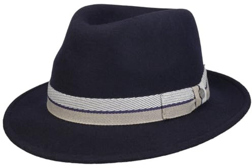 LIERYS Bogart Wollhut Traveller 100% Wollfilz Made in Italy Unisex Winter dunkelblau S (54-55 cm)