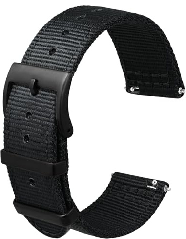 ANBEER 22mm Correa de reloj de nylon de dos piezas y cierre rápido con hebilla de metal, pulsera de reloj de nylon tejido de doble capa