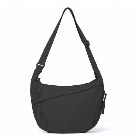 Prizmxed Crossbody Bag Damen Groß,Moon Bag Damen,Großes Fassungsvermögen, Verstellbare Schultergurte, Einfaches und Vielseitiges Design (black)