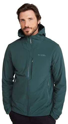 Mountain Warehouse Retreat Men’s Packable Softshell Jacket – Lightweight & Breathable Water-Resistant Coat with Compact Storage – Spring, Summer & Outdoors