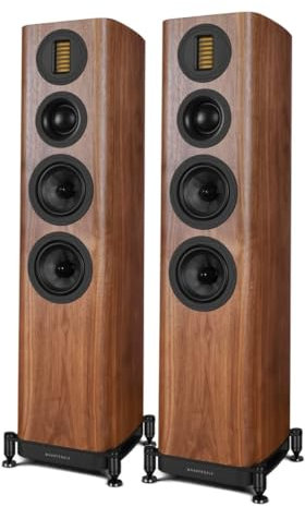 Wharfedale EVO 5.3 Floorstanding Speakers (Pair) – Dual 5″ Kevlar Woofers, Soft Dome Midrange, AMT Tweeter, 3-Way Bass Reflex Tower Design (Walnut)
