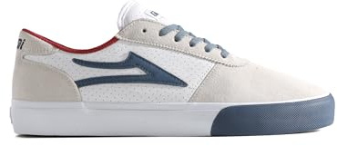 LAKAI Manchester skridskor för män – lågtopp skateboard sneakers för män, Vit mocka marinblå perf, 43 EU