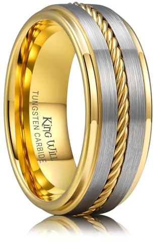 King Will Alliance Homme 8 mm en Carbure de Tungstène – Finition Polie, Bords Biseautés, Comfort Fit