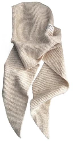 Joygoodta Hooded Scarf for Women Warm Soft Wool Blend Knit Hood Hat Scarf Stylish Winter Shawl Wrap, White