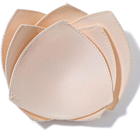Shimmeroo 3 Pairs Bra Pads Inserts, Sewn Sports Bra Inserts Pads Push Up | Triangle Removable Bras Cups Insert Enhancers for Dresses Swimsuits Bikini