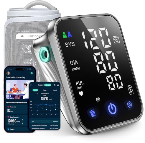 RunStar Smart Blood Pressure Monitor for Home Use, Upper Arm BP Cuff 8.6''-16.5'', Large 5.0'' 3-Color LED Display, FSA&HSA Eligible, Digital Automatic Blood Pressure Machine with iOS & Android App