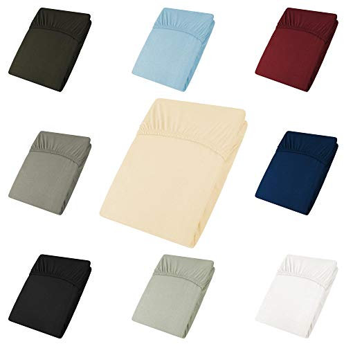 CelinaTex Active Spannbettlaken 180x200-200x200 cm Natur Baumwolle Bettlaken Jersey Laken