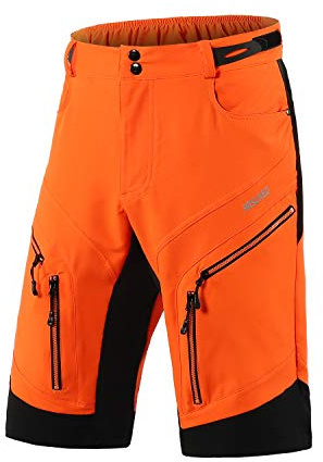 ARSUXEO Radhose Herren MTB Shorts ohne Polsterung Radfahren Shorts Klassisch Wasserdicht 1903 orange M