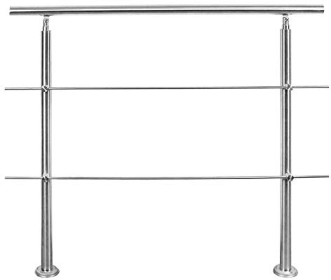 Froadp 80cm Pasamanos de Acero Inoxidable con 2 Postes Juego de Barandilla de Seguridad para Interiores y Exteriores Parapeto Balaustradas para Escaleras para Balcón Patio (2 Travesaños)