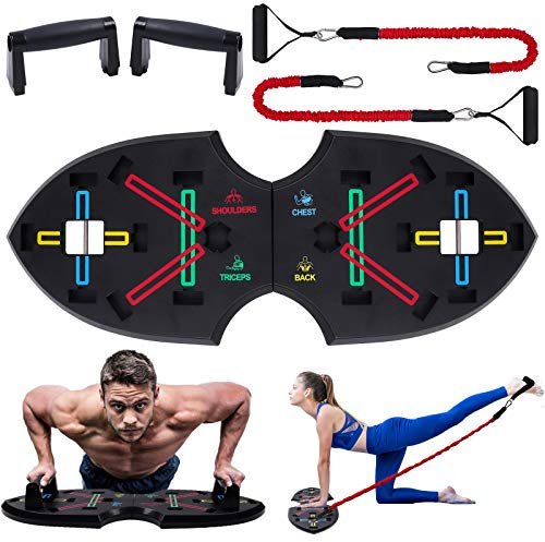 GLKEBY Push-Up Rack Board, 12-in-1 faltbares multifunktionales Home-Training-Fitnessgerät, tragbarer Push-Up-Trainingsrahmen, einstellbares Push-Up-Board