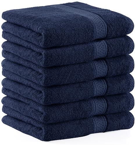 Utopia Towels - 6er Pack Frottee handtücher 50x100 cm mit Aufhängeschlaufe, mittelgroße Handtücher 100% Baumwolle weich und saugfähig Handtücher Set (Marineblau)