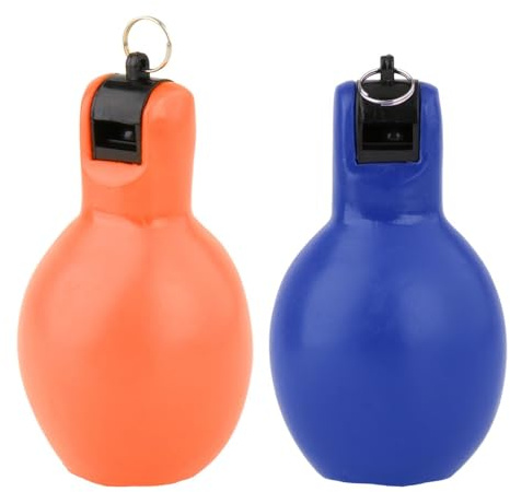 Sifflet à Presser à La Main, 2 Pièces, Sifflet D'entraîneur Fort, Sifflet de Sport pour Trekking, Intérieur et Extérieur, Adultes, Enfants, Enseignant, Orange et Bleu