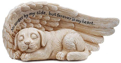 Estatua de ángel de jardín para mascotas, adorno de perro, ángel, mascota, marcador de tumba, estatua para interiores y exteriores, decoración de césped, hermosa música, estatuas de ángel