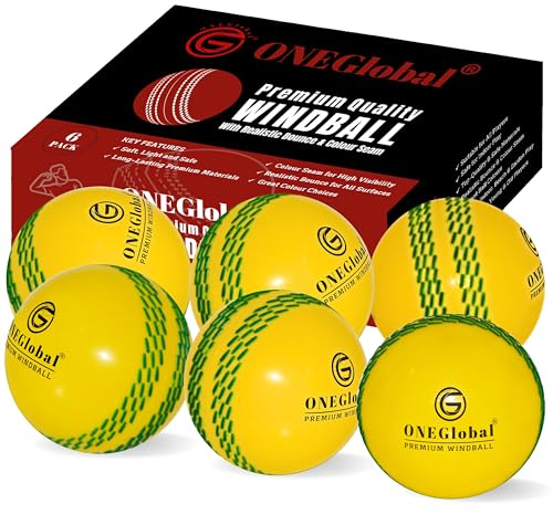 ONEGlobal Pelota de críquet suave de alta calidad, materiales duraderos, costura de color realista, rebote y swing verdaderos, bolas de críquet para práctica al aire libre e interior, entrenamiento