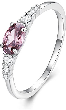 Gem Stone King 925 Sterling Silver Röd Skapad Ruby Stone Damförlovningsring