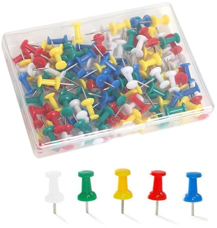 Inlefen 200 Push Pins Drawing Colourful Board Pins Multicolor Push Pins with Storage Box for Photo Wall Feature Wall Wall Bulletin Board Office or Home